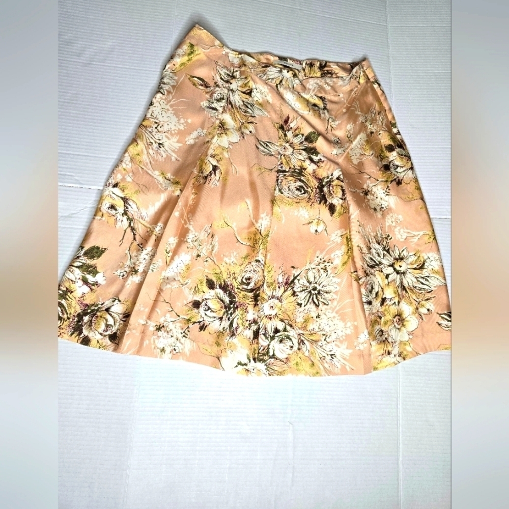 Merona 100% Silk Floral Midi Skirt